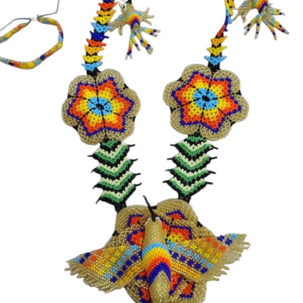 collar  de Colibrí  amarillo y verde  y pulsera